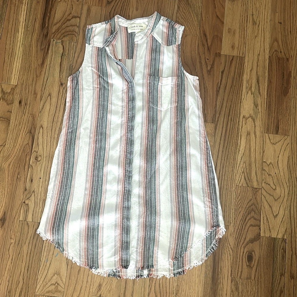 EUC- Anthropologie Striped Sleeveless Fringe Cloth & Stone Dress!